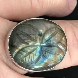 Carved Labradorite & Silver Ring 9